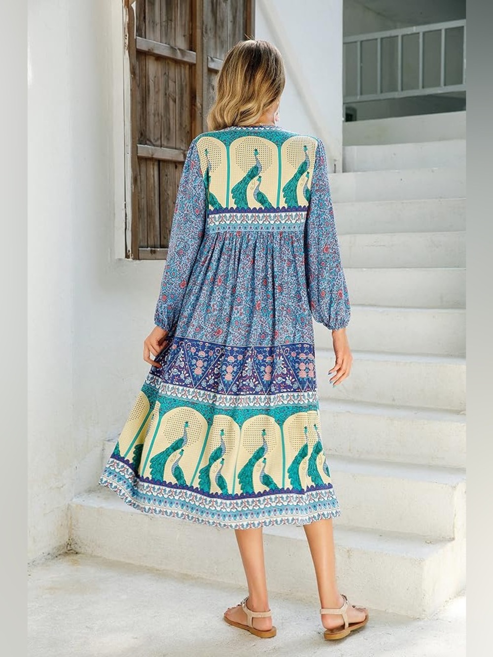 NWT boho tunic long sleeve midi dress - Picture 2 of 8